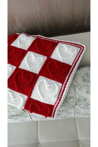 Güneş Alize Hand Knitted Cotton Organic Knitwear Popcorn Soft Baby Blanket