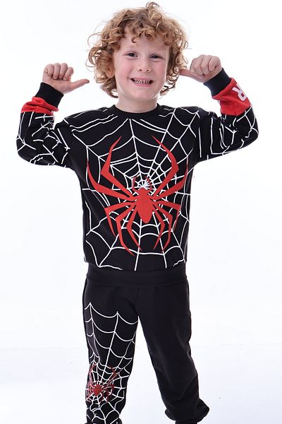 Beka Kids Boys Spiderman Patterned Printed Children's Bottom Top Set 2-Piece Set Tracksuit Set