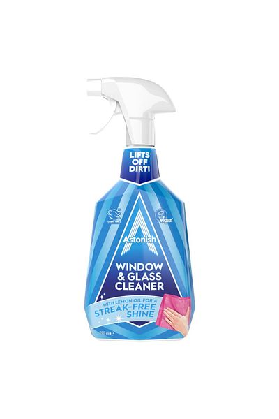 Astonish – Soluție Curățat Geamuri și Oglinzi cu Ulei de Lămâie, 750 ml
