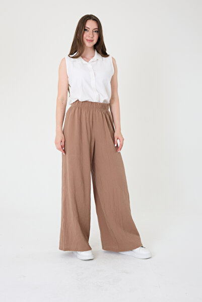 Nicci Yüksek Bel Bol Paça Müslin Pantolon