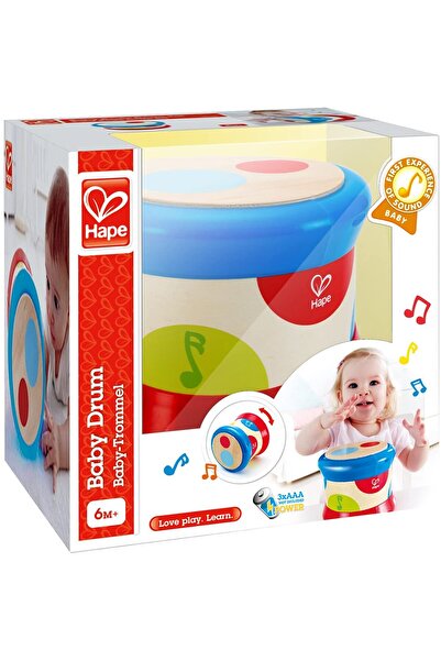 Hape Mini Tobă – Instrument Muzical Lemn, Joc Creativ și Ritm pentru Copii