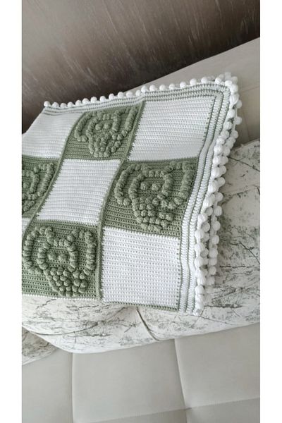 Güneş Alize Hand Knitted Cotton Organic Knitwear Popcorn Soft Baby Blanket