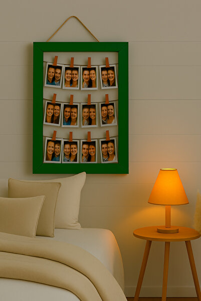 DemCey Home Fotoğraf Çerçevesi Ahşap İpli Mandallı Manifesto Çerçeve