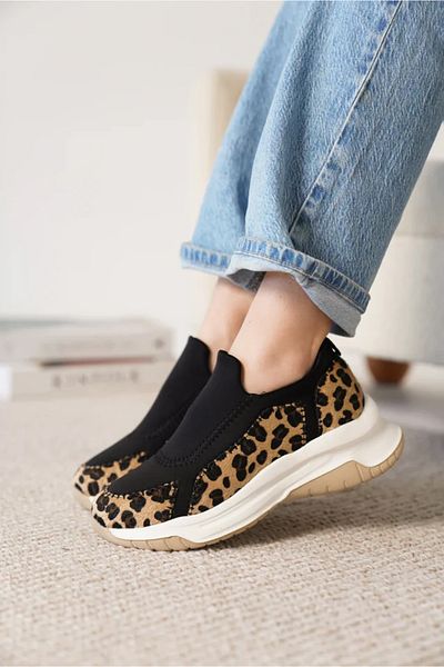 Zerenyus Kendy Premium Leopard Stretch Detailed Women's Sneaker