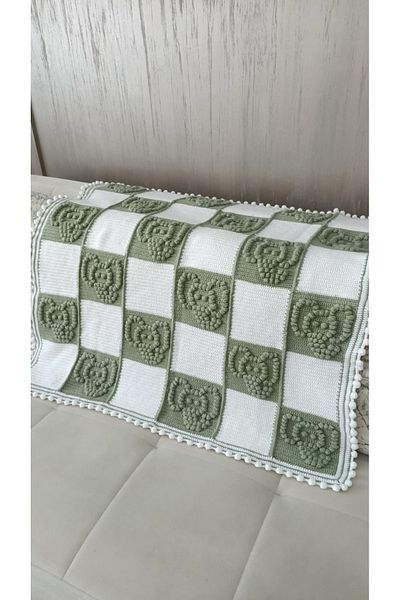 Güneş Alize Hand Knitted Cotton Organic Knitwear Popcorn Soft Baby Blanket