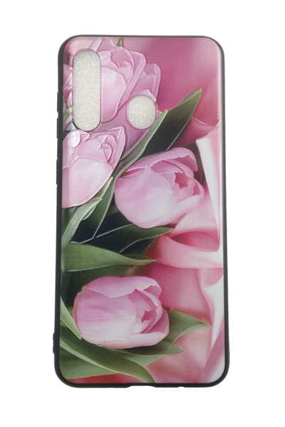 OEM Carcasă compatibilă cu Samsung Galaxy A60, efect 3D, Lalele Roz