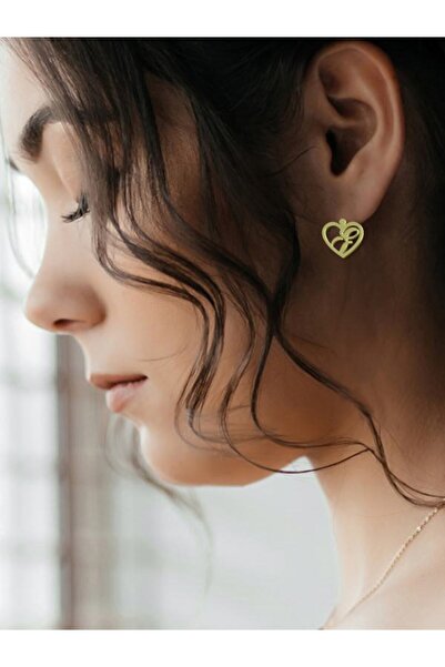 JEWELAi 14 ayar altın F Harfi küpe 0.6 gr, GC12868 Kodlu