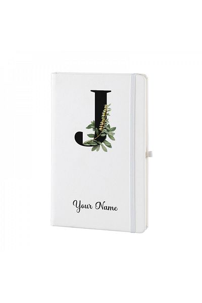 Dekormarket Personalized White Notebook with Initial “J”