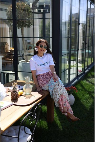 Ecenin Favorileri Layered Colorful Patterned Women's Long Skirt