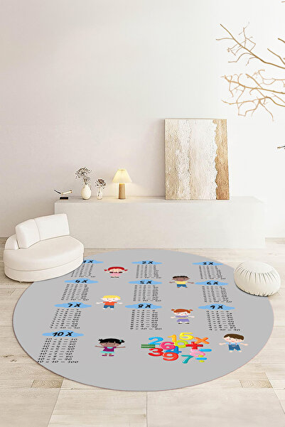 Viyana Home Dijital Kaymaz Çarpım Tablosu Desenli Eğlenceli Yıkanabilir Yuvar...