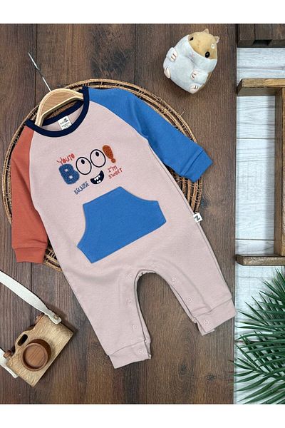 Kids Kingdom Cotton Seasonal Kangaroo Pocket Soft Fabric Baby Boy Jumpsuit with Snap Fasteners at the Bottom