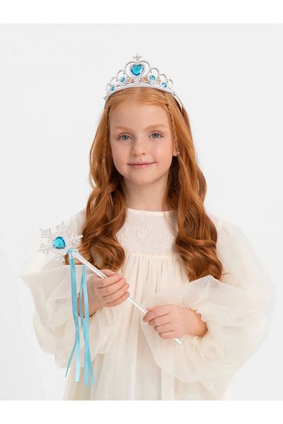 Kanonik Education Frozen Elsa Blue Heart Crown and Snow Themed Wand Set