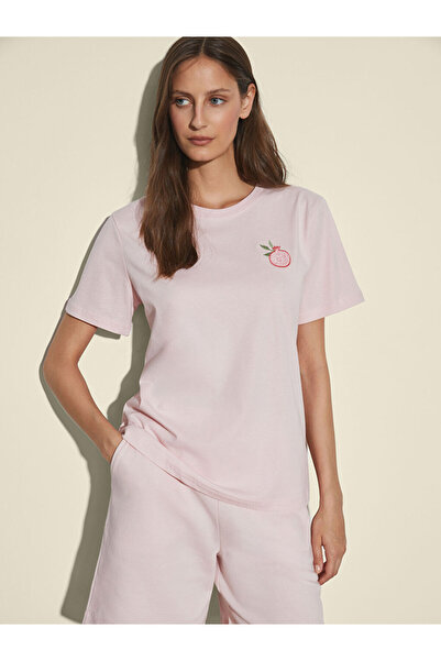 LC Waikiki Rmz Gi̇yi̇m Farkiyla Zero Roba Collar Embroidered Women's T-Shirt