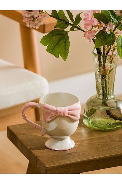 LC Waikiki Special Design White Bow Patterned Stylish Ceramic Mug 300 ml Soly