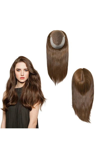 Protez Saç Kadın Tepelik Protez Saç %100 Gerçek Saç Premium Seri Doğal Ön Şakak Bölgesi