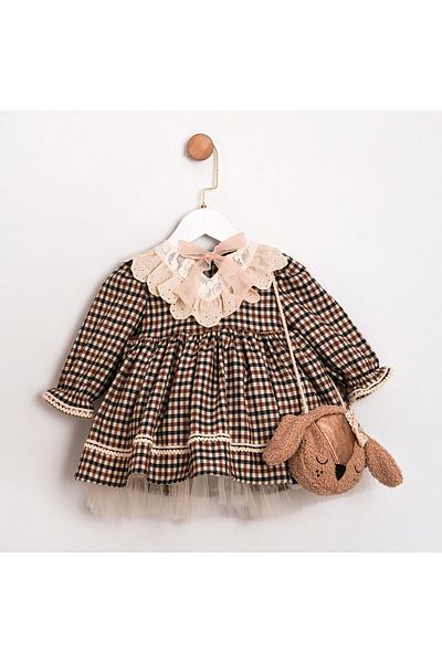 ministok Dina Gingham Baby Girl Dress with Bag Accessories