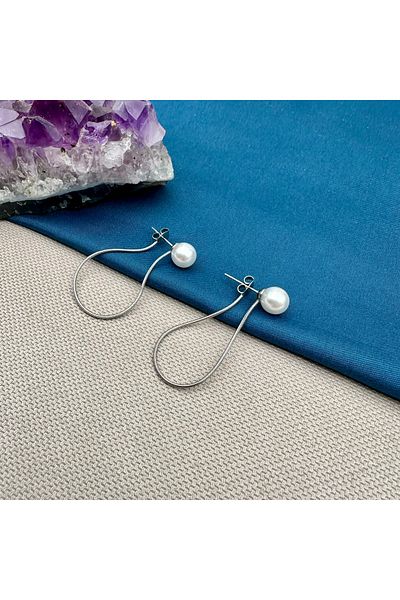 Opia Takı & Aksesuar Steel Pearl Earrings