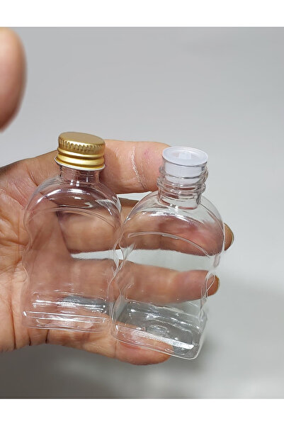 wellLine Boş tıpalı gold renk kapaklı Şişe 50 Ml Şeffaf 10 adet