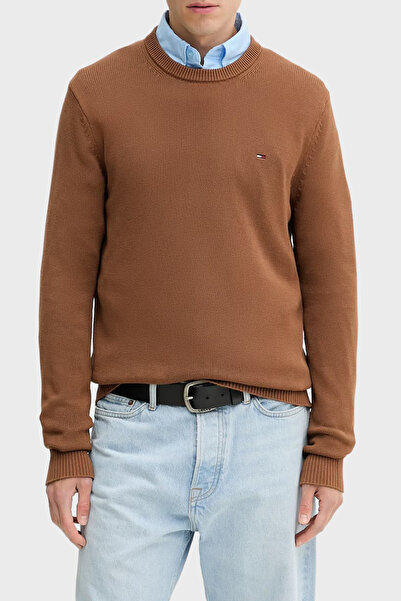 Tommy Jeans Logolu Pamuklu Slim Fit Bisiklet Yaka Örme Kazak Erkek KAZAK DM0D...