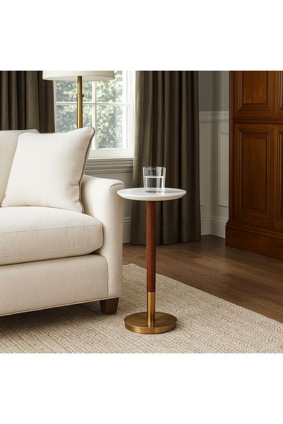 Vi Markets Florence serving table with marble top and elegant gold design