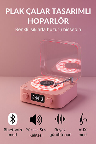 KETENOFFİCİAL Retro Bluetooth Hoparlör Plak Tasarımlı Kablosuz Speaker Ses Bo...