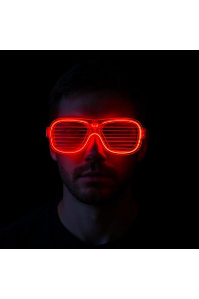 Skygo Party Glasses with Red Led Lights - Neon Glow Strip Glasses 3 Modes