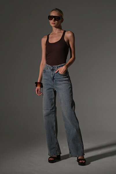Maule High Waist, Stretchy Denim Fabric Wide Leg Palazzo Women's Jeans Jean Pants @Cesena