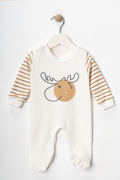 DIMPLE BABY Patterned Snap Fastener Organic Cotton 3-Piece Jumpsuit Set