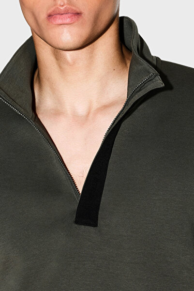 Armani Exchange Streç Pamuklu Regular Fit Yarım Fermuarlı Dik Yaka Sweat Erkek SWEAT XM001295 AF1081