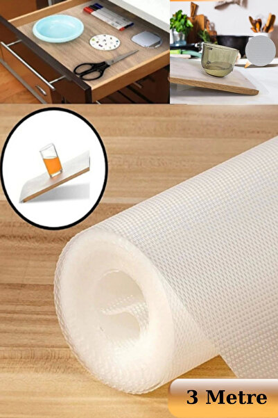 Clevora 45cmX3metre Kalın Çekmece ve Dolap içi Raf Örtüsü Kaydırmaz Eva Raf O...