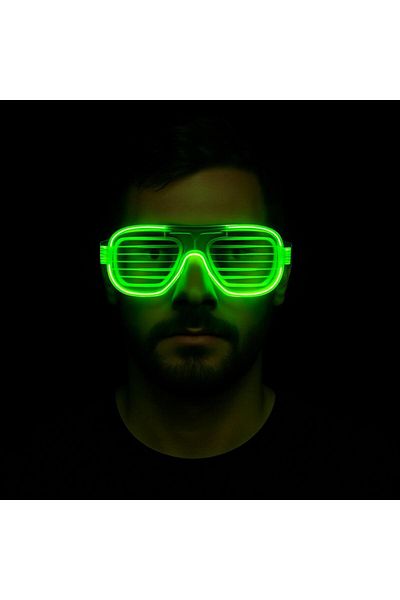 Skygo Party Glasses with Green Led Lights – Neon Glow Strip Glasses 3 Modes