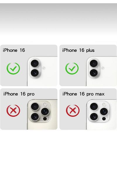 Aksesuar Kasabası Apple iPhone 16 & iPhone 16 Plus Compatible Cornered Octagonal Silver Camera Lens Protector