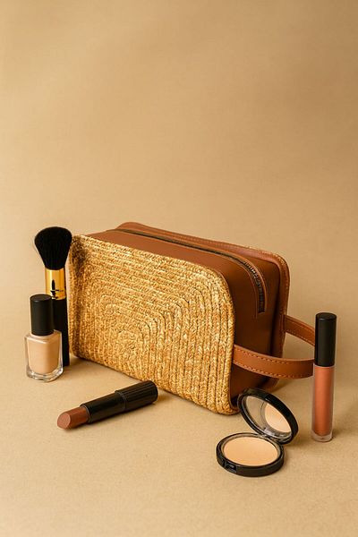 MaVaux Unique Wicker Look Rope Makeup Cosmetic Bag