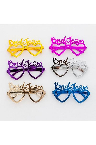 Skygo Heart Bride Team Glasses Set 6 Colors - Henna & for Wedding Parties