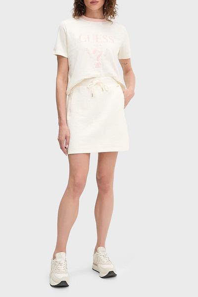 Guess Filanta Logo Embroidered Cotton Boxy Fit Crew Neck Crop V5Gi18I3Z14 Crop V5Gi18 I3Z14 g