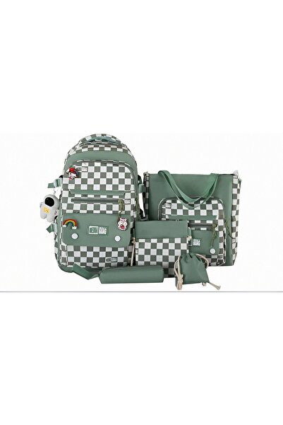 KumOziShop Kore Tarzı Ekoseli Aksesuarlı Okul Takım Seti