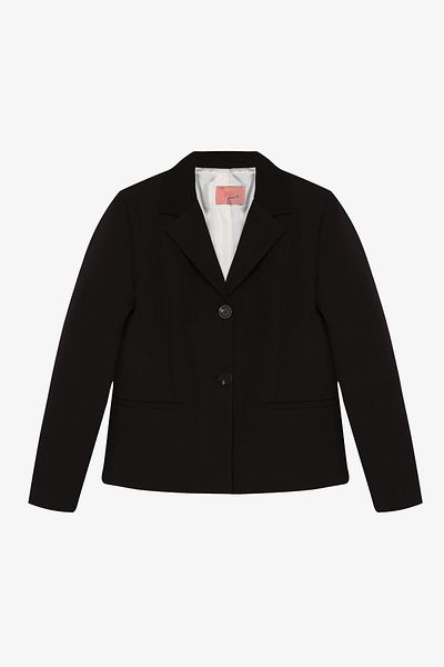 Quzu Double Button Stitching Detailed Blazer Jacket Black