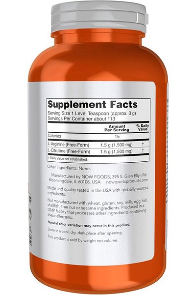 Now Foods Sports Arginine(Arginine)&Citrulline Powder 340 g