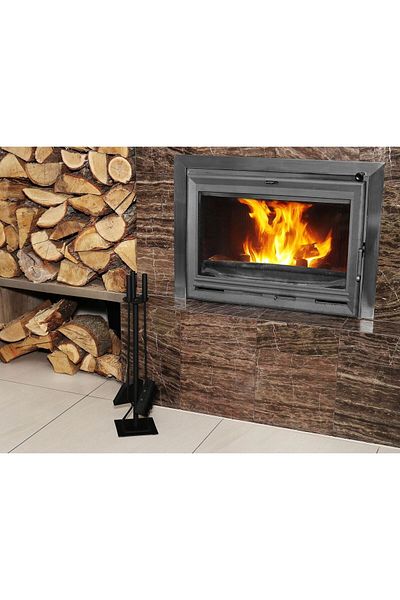 Mercaton Fireplace accessory set, 3-piece stand, steel, black, 54 cm