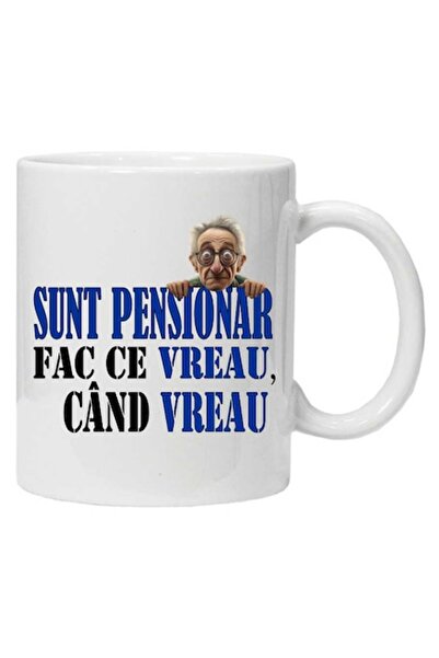 CRD PRINT Mug inscribed "SUNT PENSIONAR - I do what I want, when I want", white, 330 ml,