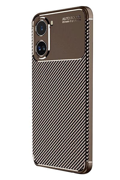 CepteToptan MYT09 Xiaomi Poco X7 Pro Case Auto Focus Carbon Cover - Brown