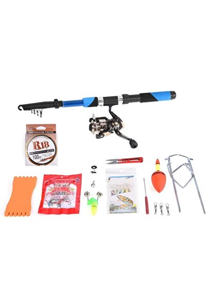 AGD مجموعة أدوات الصيد، صنارة صيد قابلة للطي بطول 2.1 متر مع ألياف زجاجية، وبكرة، وخطافات، ومهنة