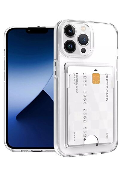 CepteToptan Myt09 iPhone 15 Pro Case Card Transparent Silicone - Clear