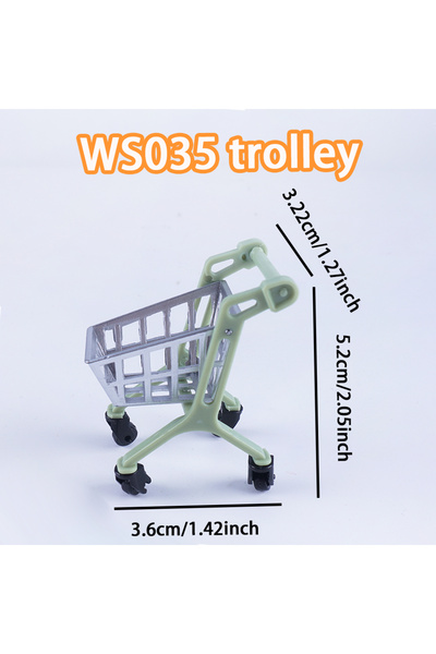 choice2 WS035 Miniature Furniture 1:12 Scale Mini Food Fruits Shelf Snacks Bread Shopping Cart Mini Computer