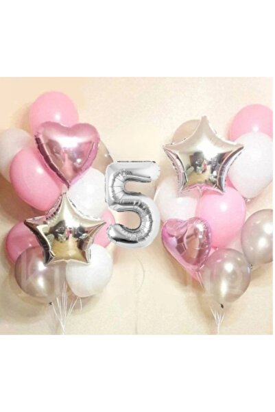 SİNDA Kalp Yıldız Konsepti - Doğum Günü Seti - Yaş Günü Renkli Balon Partisi ...