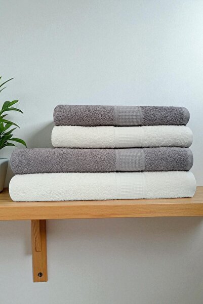 asev tekstil 90X150 & 50X90 cm - Honeycomb 4-Piece Bath Towel Set