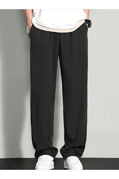 LAUSRA Pantaloni negri pentru bărbați, mărime mare, largi, cu croială lejeră,...