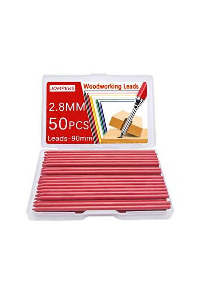 Choice 1box red 50pcs 2.8mm Solid Carpenter Pencil Replaceable Leads, Deep Hole Marking Architectural Paint
