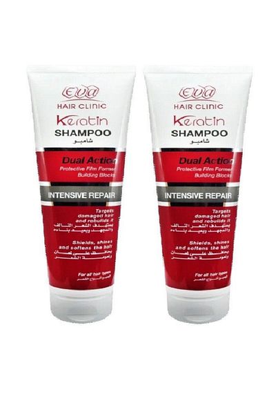 EVA Hair Clinic Keratin Shampoo Intensive Repair All Hair Types 230ml - Set of 2