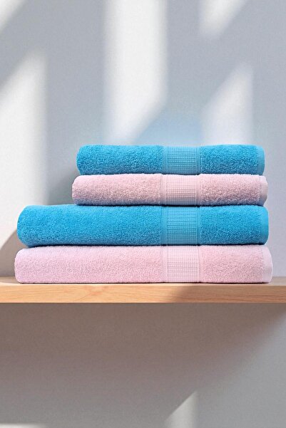 asev tekstil 90X150 & 50X90 cm - Honeycomb 4-Piece Bath Towel Set